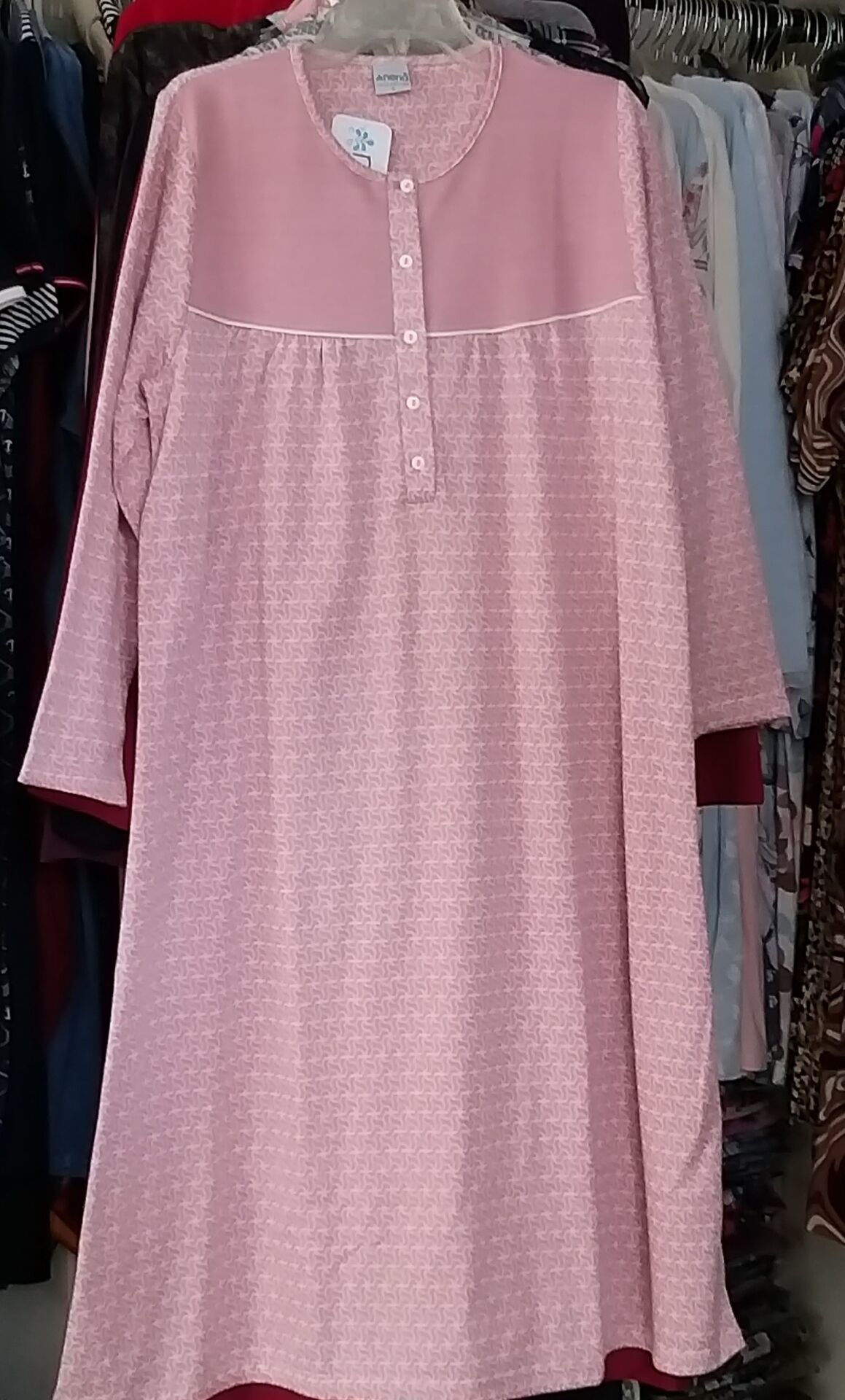 Nena Uzun kol robalı pamuklu gecelik(Kopya) Pembe - 2