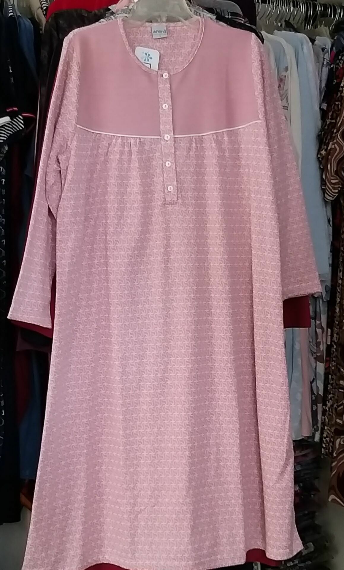 Nena Uzun kol robalı pamuklu gecelik(Kopya)(Kopya) Pembe - 7