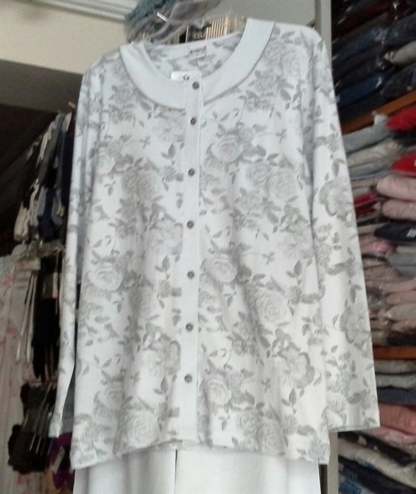Nena %100 pamuklu Önden Düğmeli Pijama 2 - Mavi