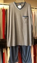 NENA NEP201 % 100 Pamuk Erkek Pijama XXL - Gri