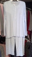 Nena NP317 %100 Pamuklu İnce Penye Pijama 4 - Mavi