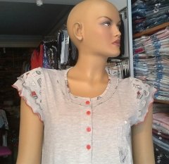 NENA G267 %100 Pamuklu Spor Gecelik 7 - Gri