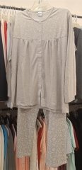 NENA NP 214 Önden Düğmeli Pamuklu Pijama 7 - Gri