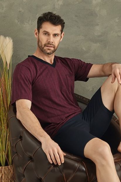 KLY Battal Beden V Yaka Şortlu Pijama Takımı