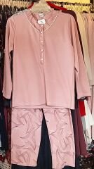 Nena Kışlık Kalın 5 Düğme Pijama Pembe - 7