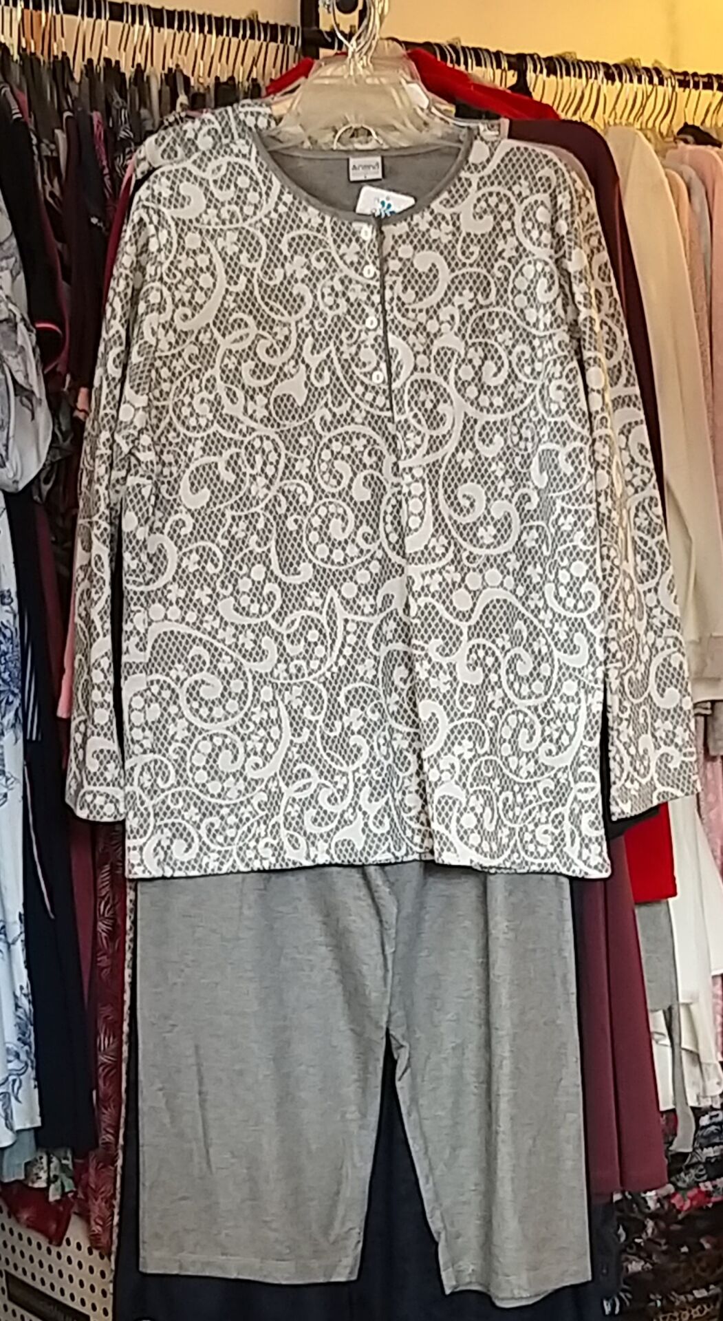 Nena Şal Desen Kalın Pijama Gri - 5