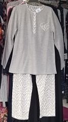 Nena Kışlık Kalın Pijama Gri - 7