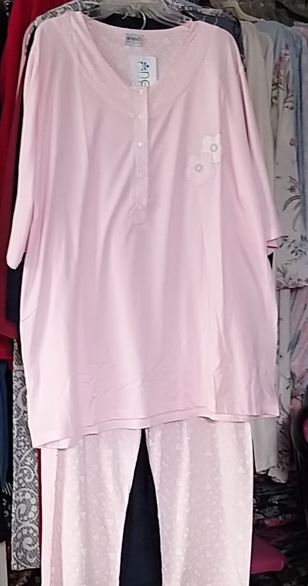 Nena Battal Büyük Beden Kısa Kol Pijama Pembe - 5XL
